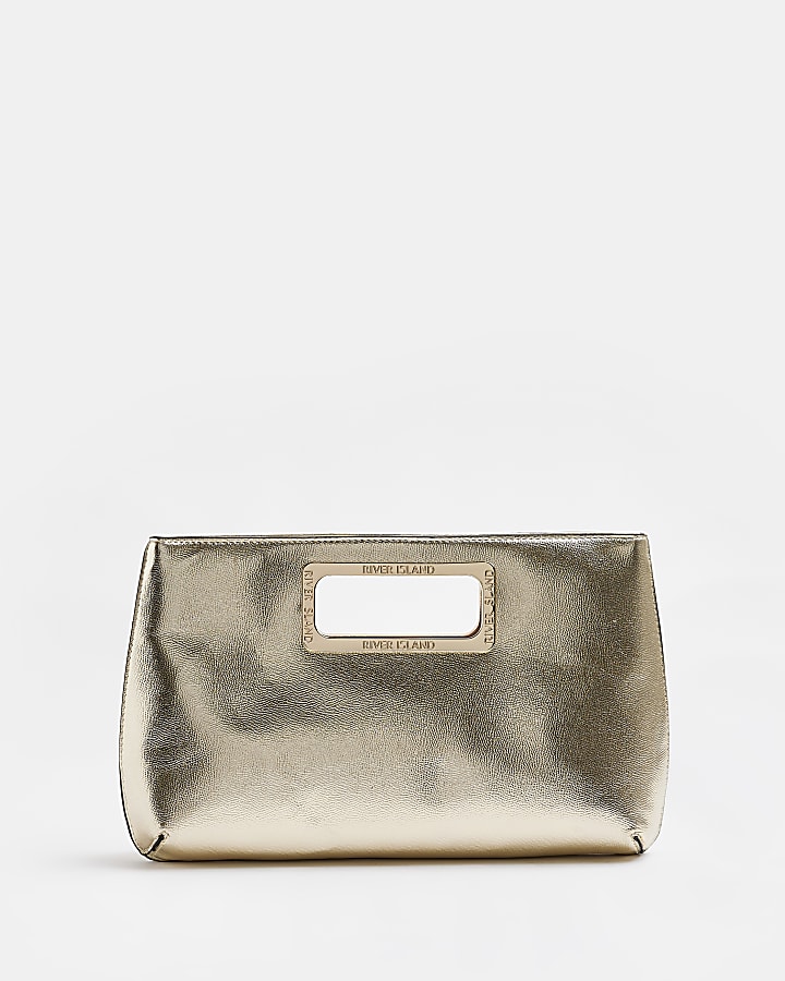 Gold Metal Handle Clutch Bag