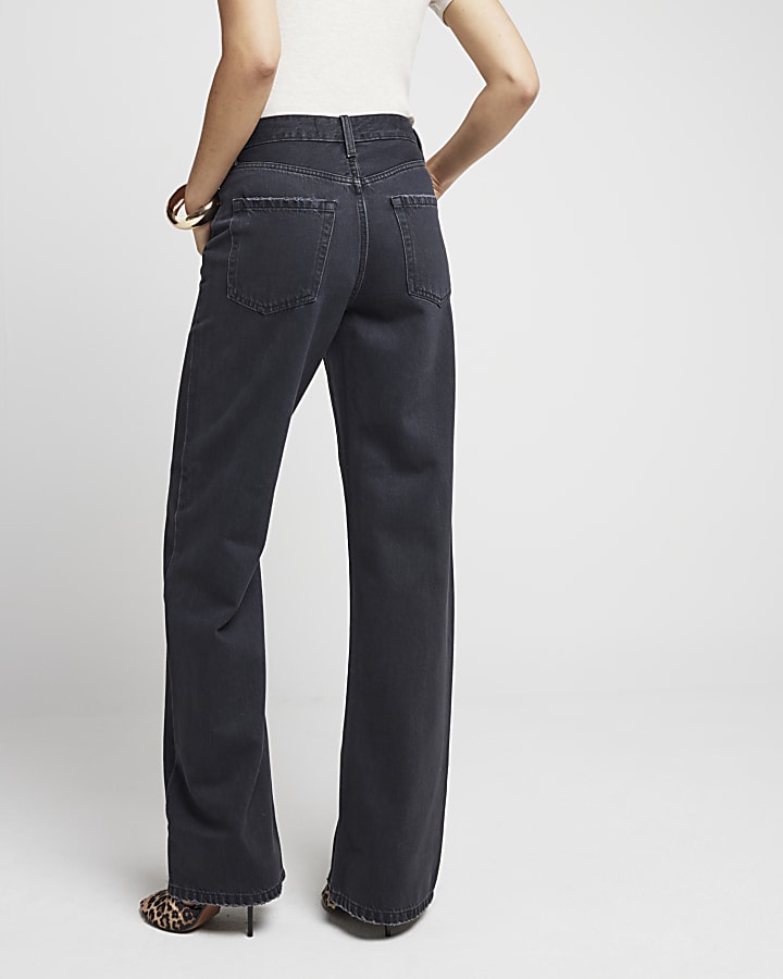 Black Relaxed Straight Jeans