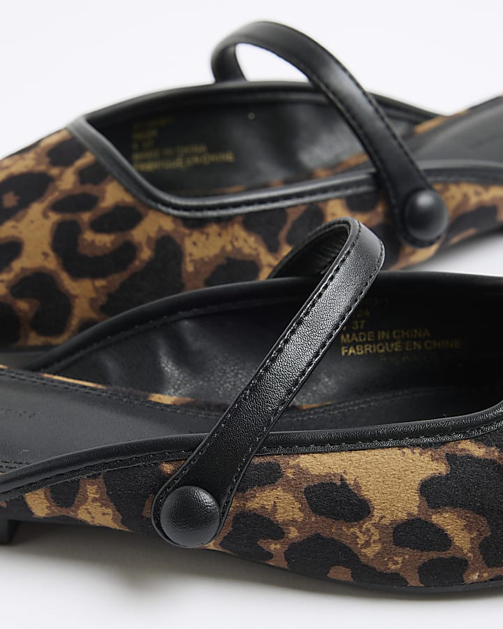 Brown Leopard Print Mules