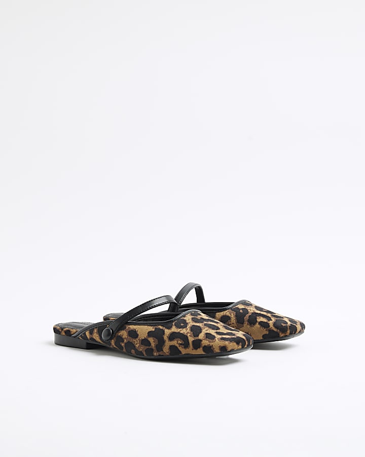 Brown Leopard Print Mules