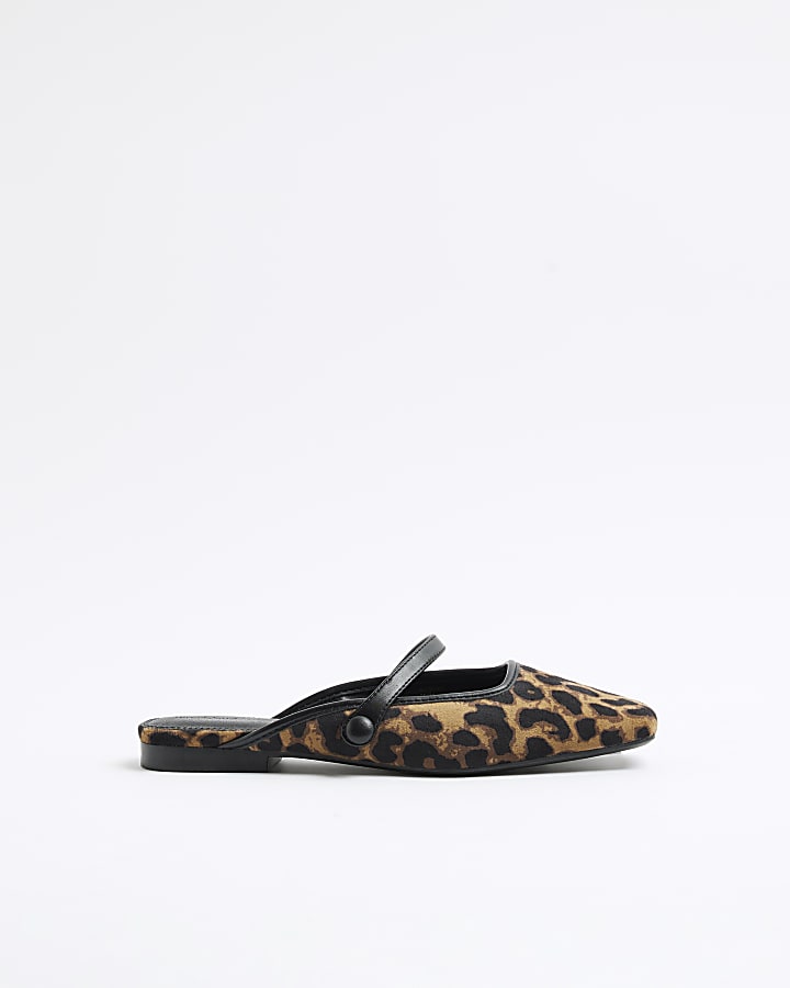 Brown Leopard Print Mules