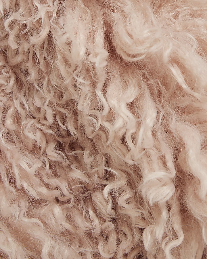 Pink Shaggy faux fur longline Gilet