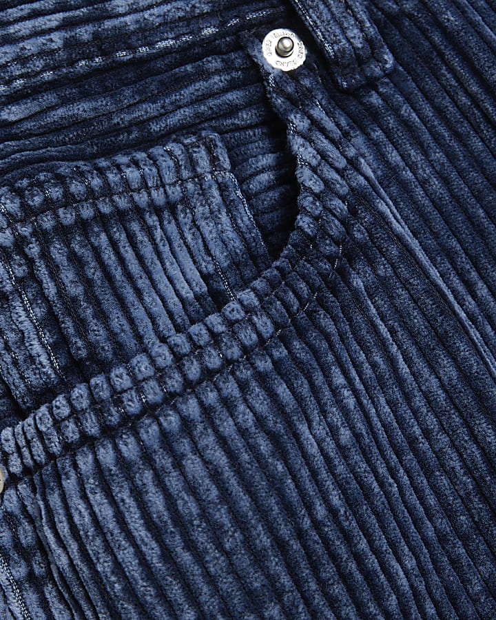 Navy Relaxed Straight Corduroy Jeans