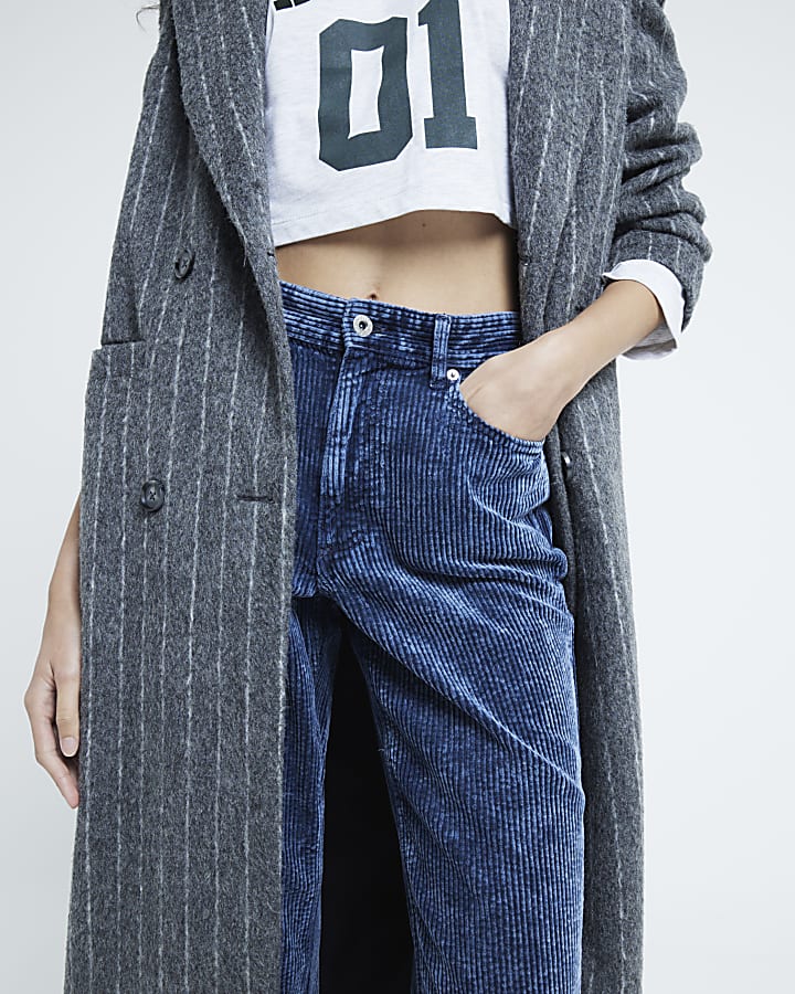 Navy Relaxed Straight Corduroy Jeans