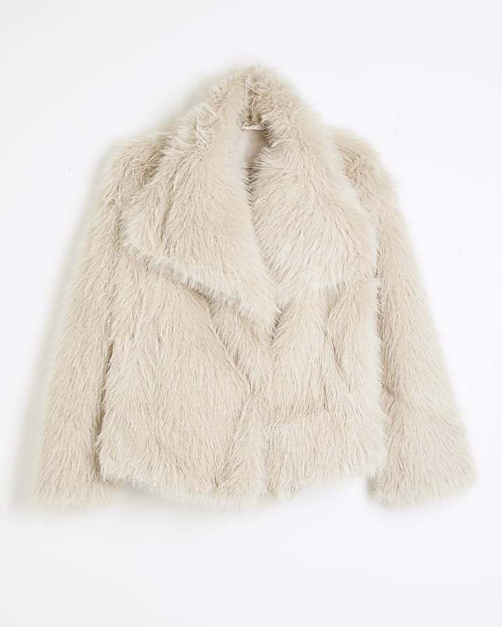 Cream Faux Fur Short Plush Jacket