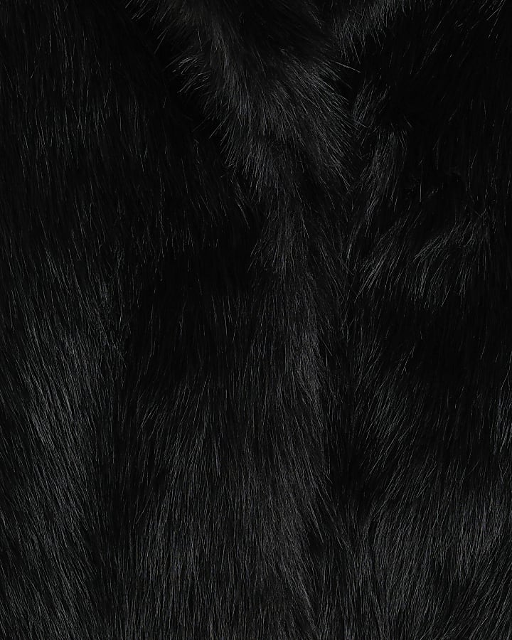 Black mid length faux fur coat