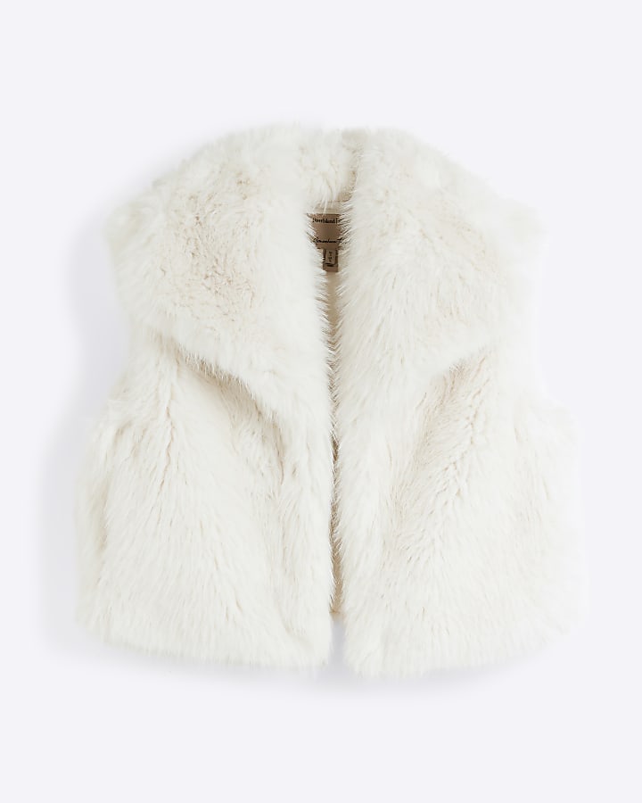 Cream faux fur crop gilet