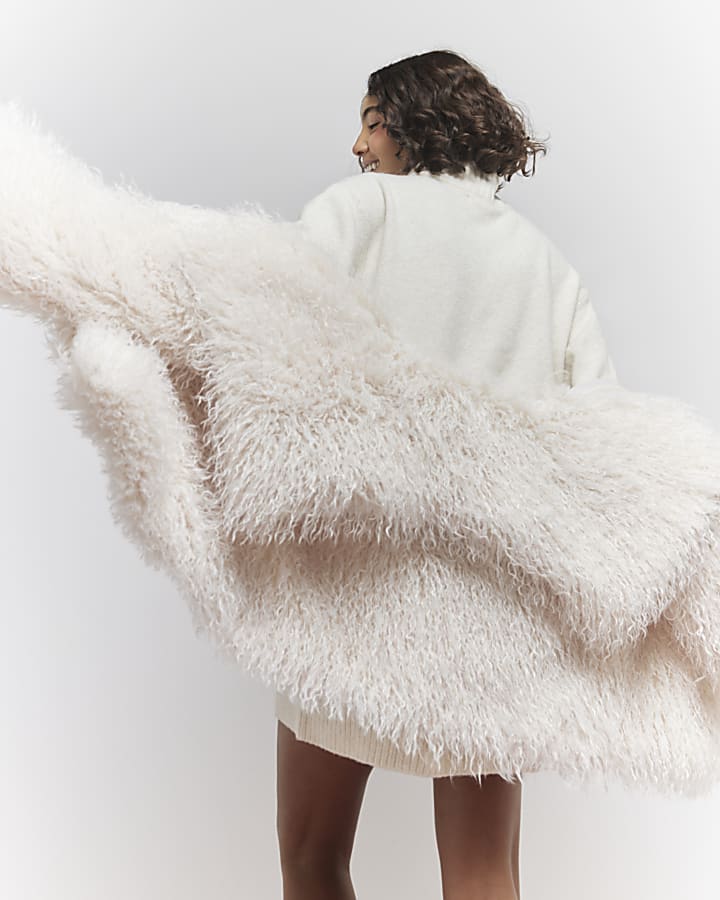 Cream faux fur jacket