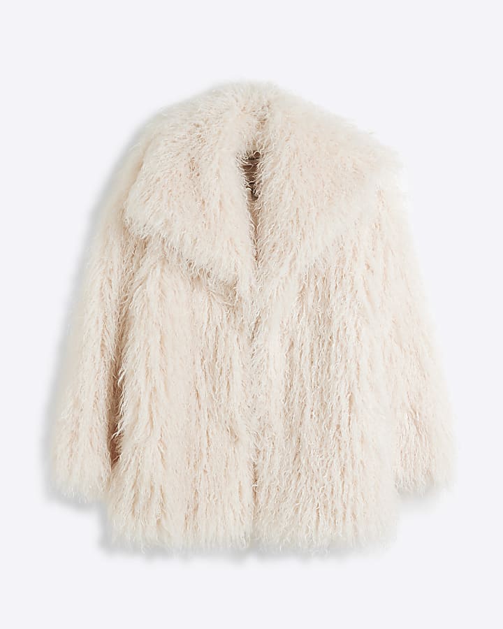 Cream faux fur jacket