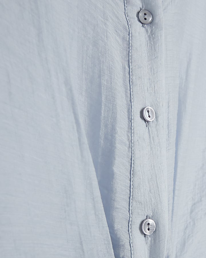 Blue twist front button up shirt