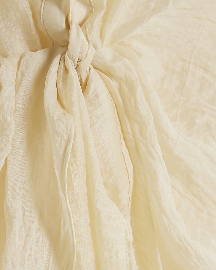 Cream twist front button up shirt
