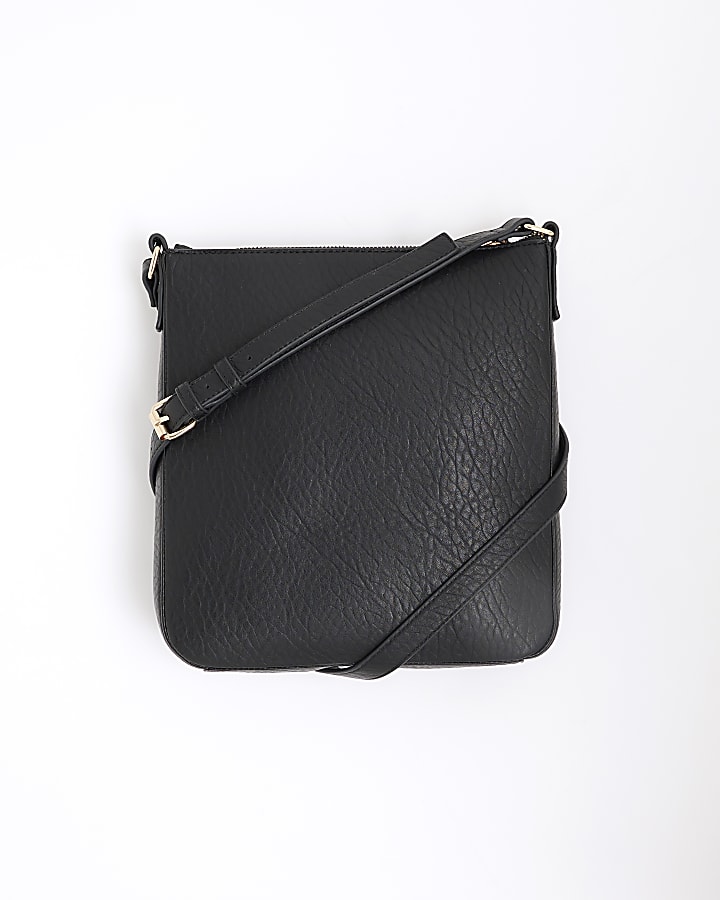 Black Panelled Zip Cross Body Bag