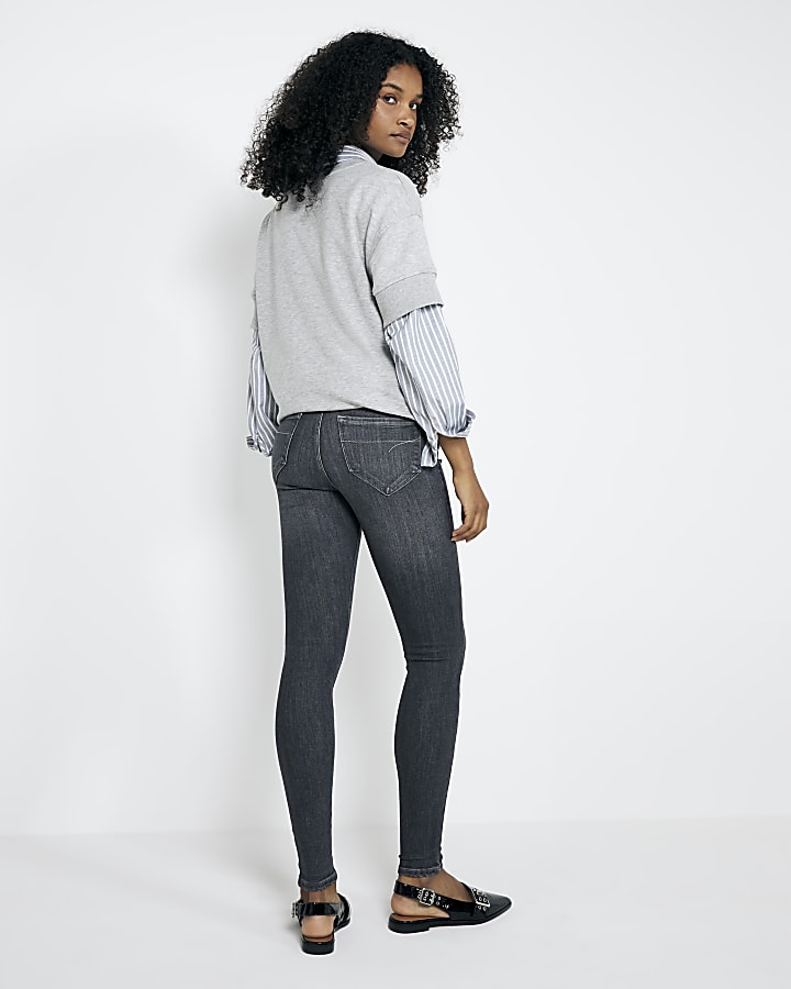 Grey Molly Mid Rise Skinny Jeans