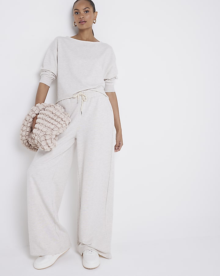Beige Super Wide Leg Joggers