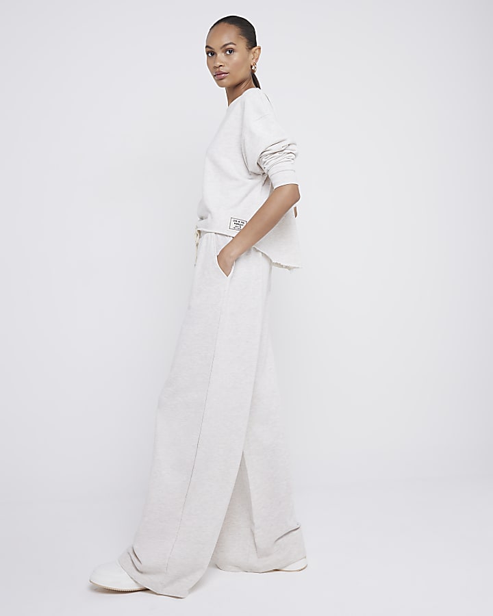 Beige Super Wide Leg Joggers