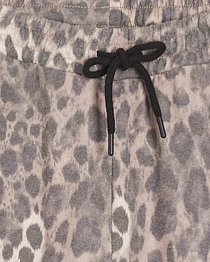 Brown Leopard Print Wide Leg Joggers