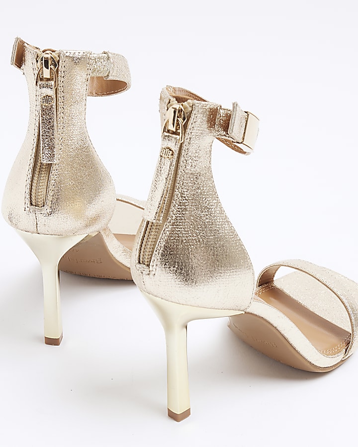 Gold wide fit clasp heeled sandals