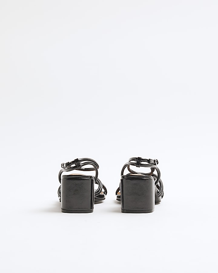 Black Wide Fit Strappy Block Heel Sandals