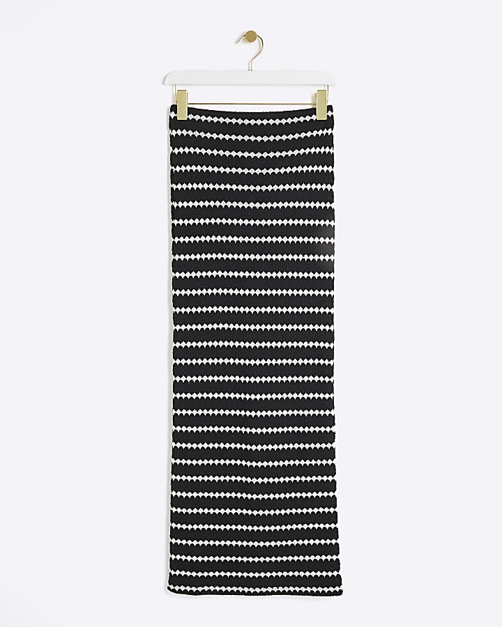 Black monochrome crochet maxi skirt