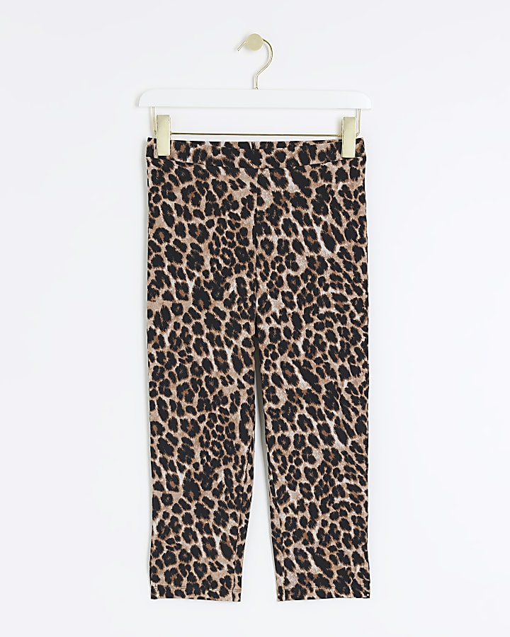 Brown high waisted leopard cropped leggings