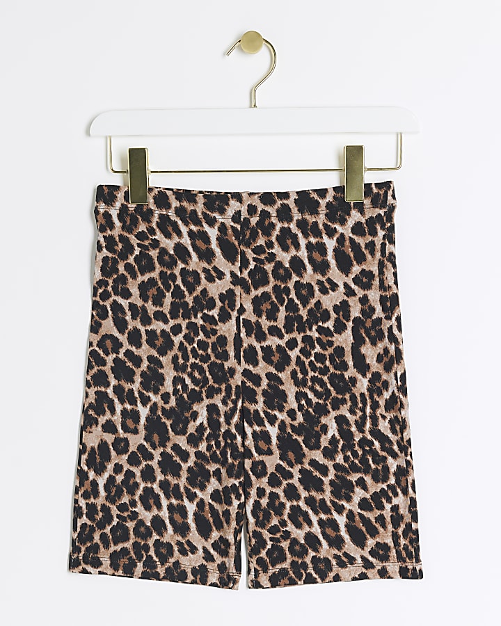 Brown leopard print cycling shorts