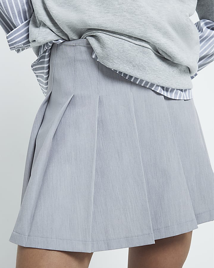 Grey Pleated Mini Skort