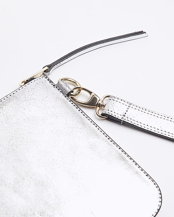 Silver Metallic Leather Shopper Bag Bundle