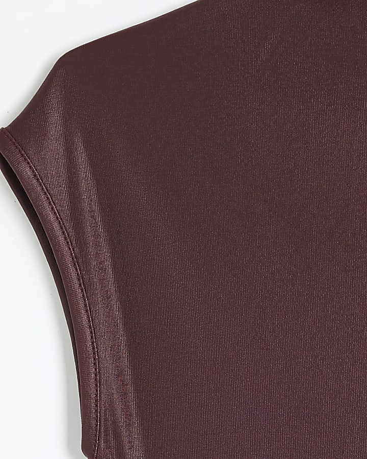 Red coated high neck top