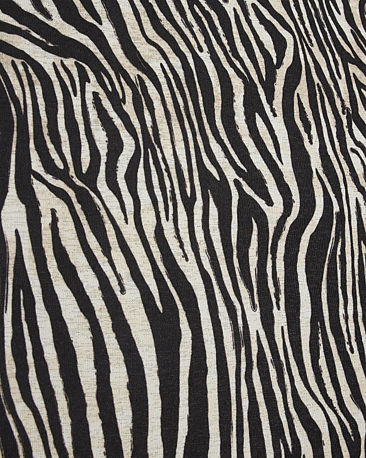 Black mesh zebra print tank top