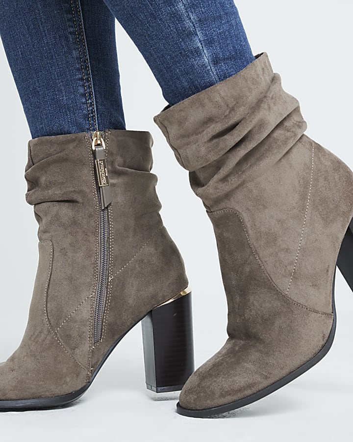 Grey ruched boots hotsell