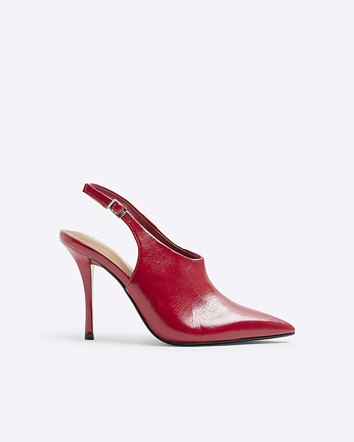 Red sling back heeled shoes