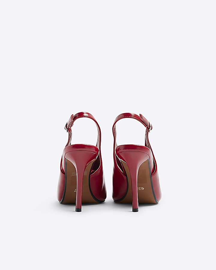 Red sling back heeled shoes