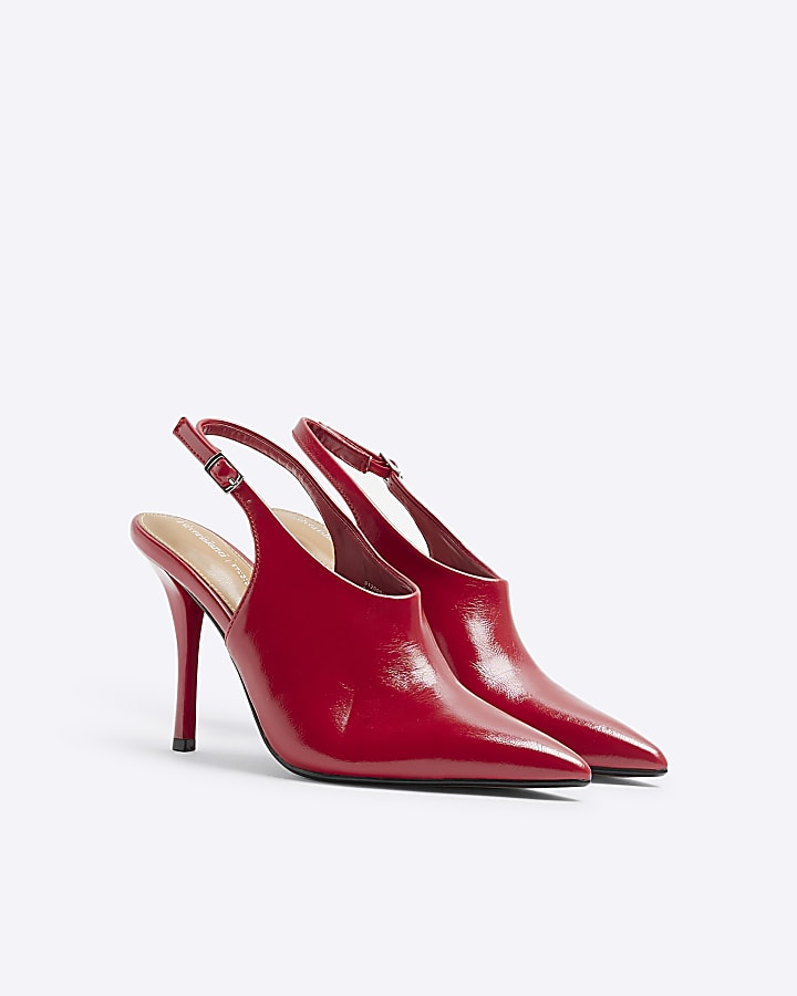 Red sling back heeled shoes