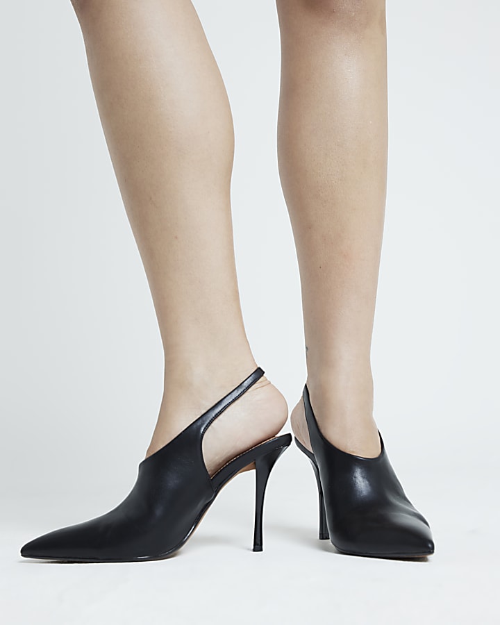 Black sling back heeled shoes