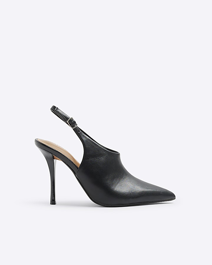 Black sling back heeled shoes