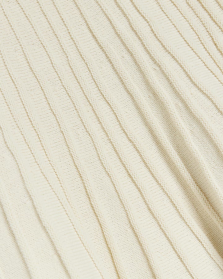 Cream knit pleated mini skirt