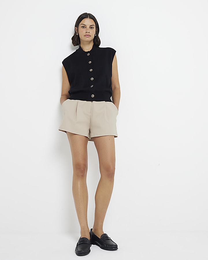 Black Sleeveless Knit Cardigan