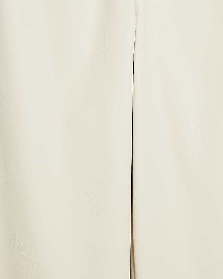 Stone faux leather wide leg trousers