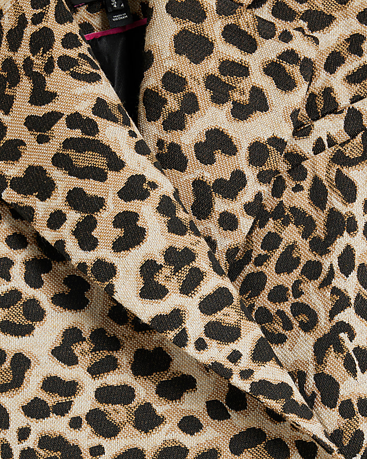 Brown Leopard Print Jacquard Coat