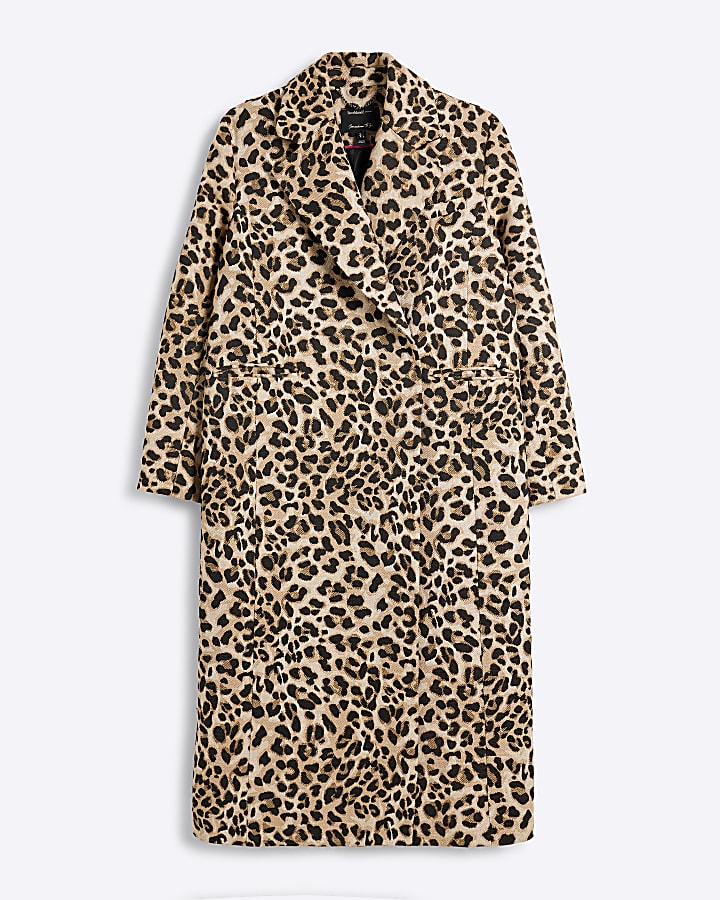 Brown Leopard Print Jacquard Coat