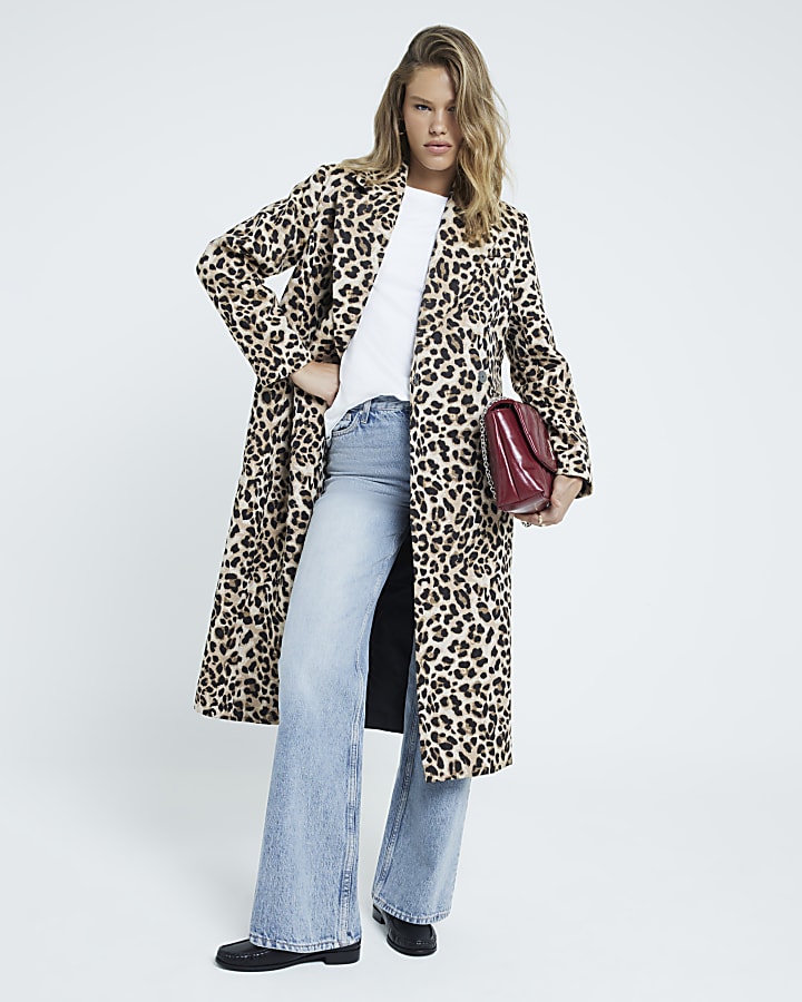 River island leopard print coat on sale