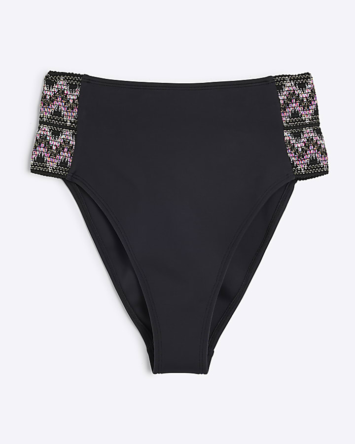 Black high waisted zig zag bikini bottoms