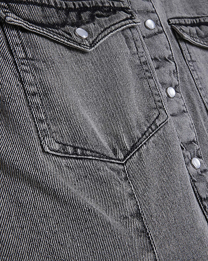 Grey denim western shirt