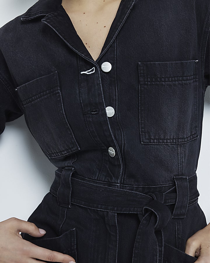Black Denim Jumpsuit