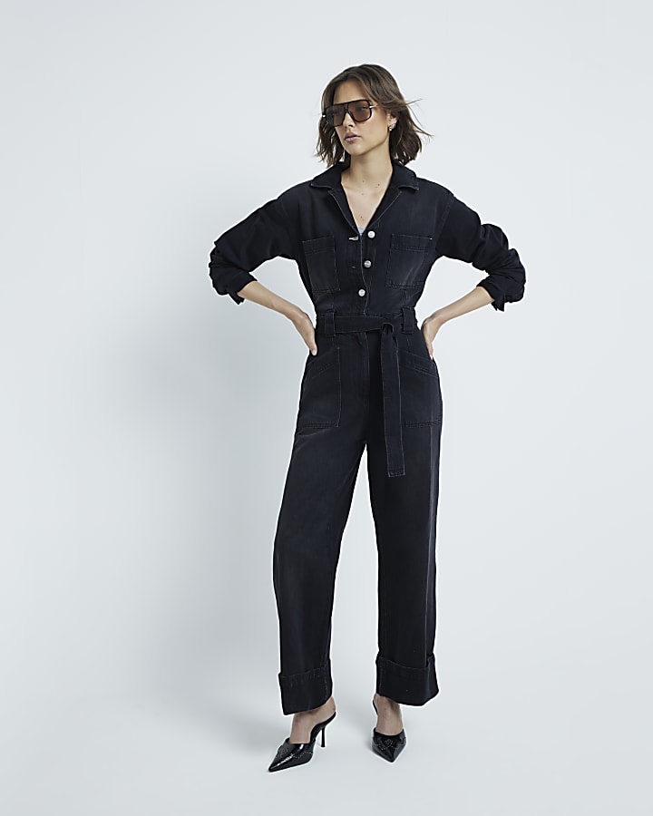 Black Denim Jumpsuit