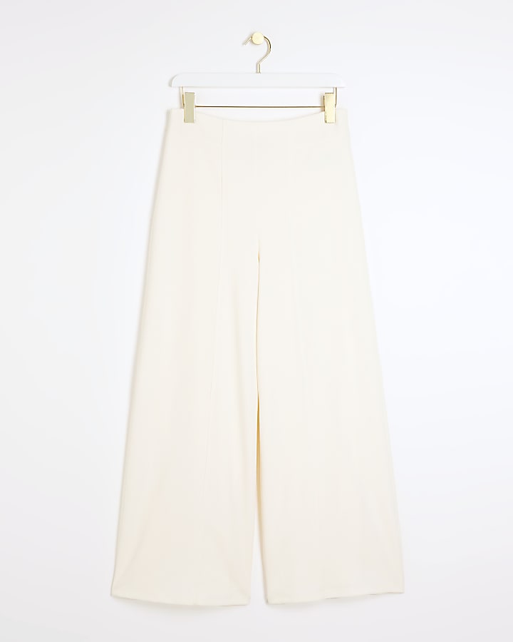 Petite Cream Wide Leg Trousers