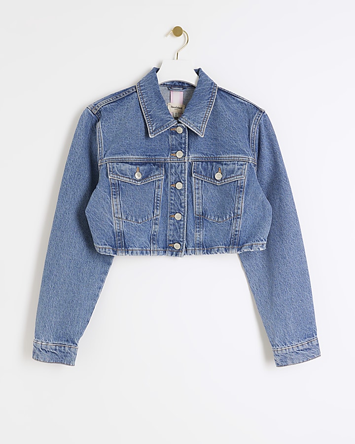 Blue Super Crop Denim Jacket