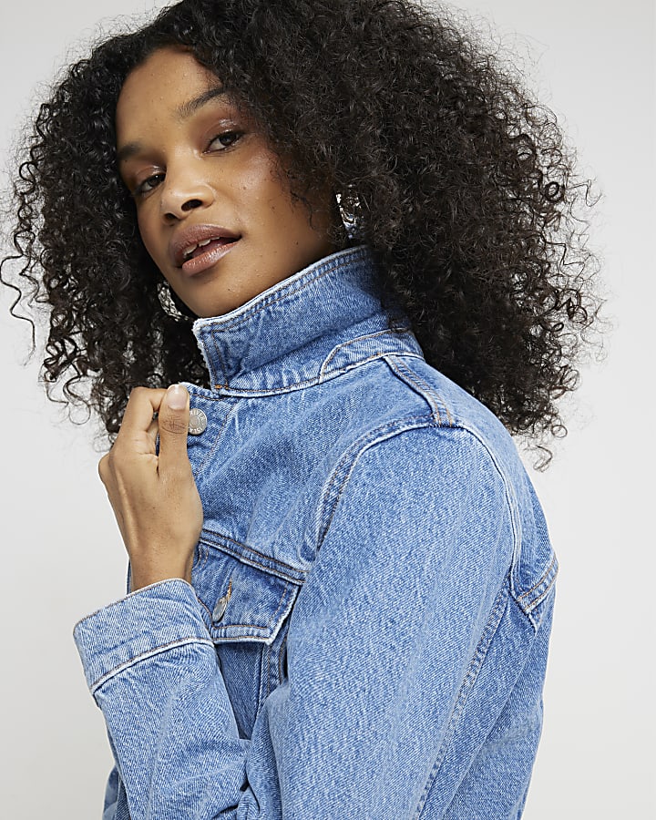 Blue Super Crop Denim Jacket