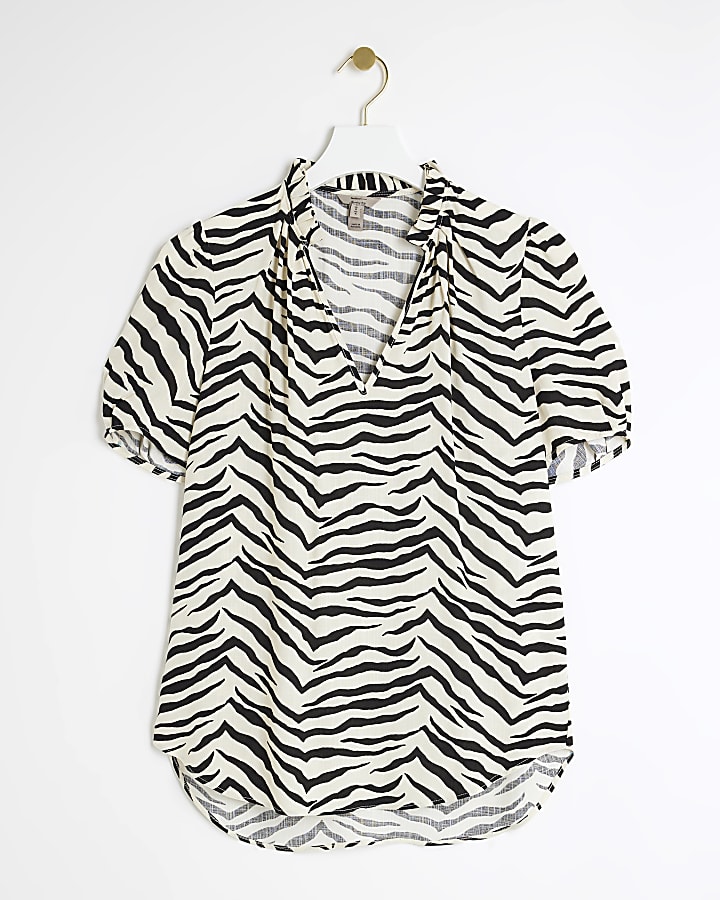 Cream zebra print blouse