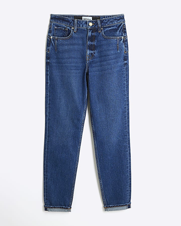 Blue Dark High waisted bum Sculpt Mom Jeans